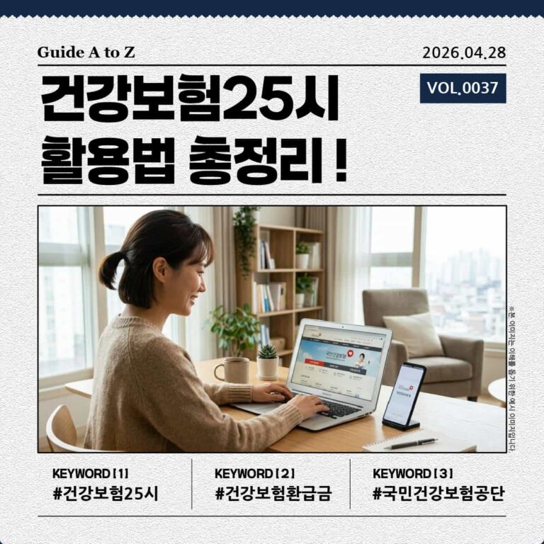 노트북이나 스마트폰으로 건강보험25시에 접속하는 모습의 이미지
