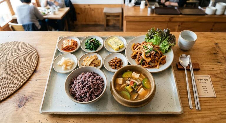 사회초년생 식비 지원으로 정갈하게 차려진 가성비 식단 예시 이미지
