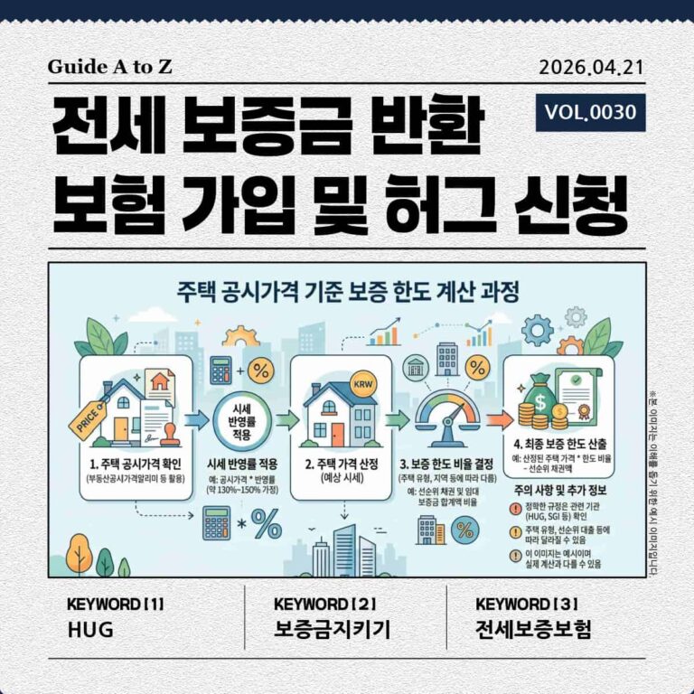 주택 공시가격을 기준으로 보증 한도를 계산하는 과정을 보여주는 인포그래픽 이미지