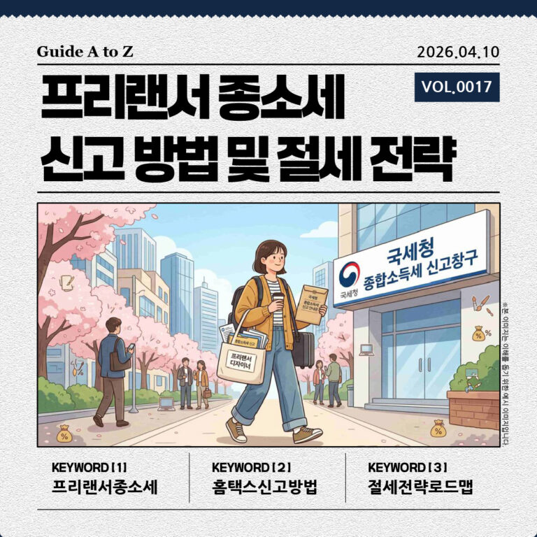 종합소득세 신고를 위해 세무서를 방문하는 프리랜서 디자이너의 모습