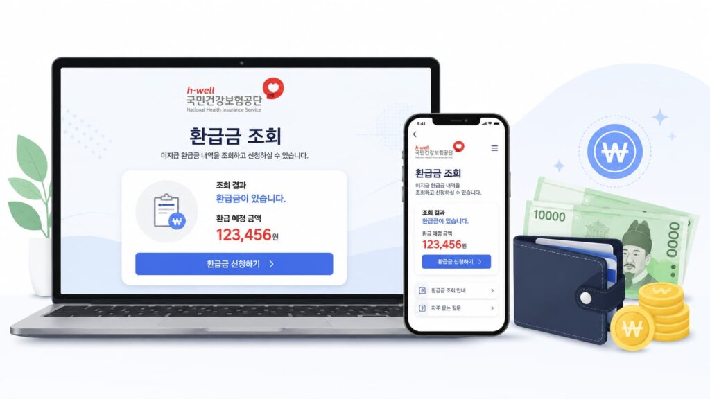 강보험료 환급금 조회 신청 및 계좌 등록 방법 안내에 관한 이미지