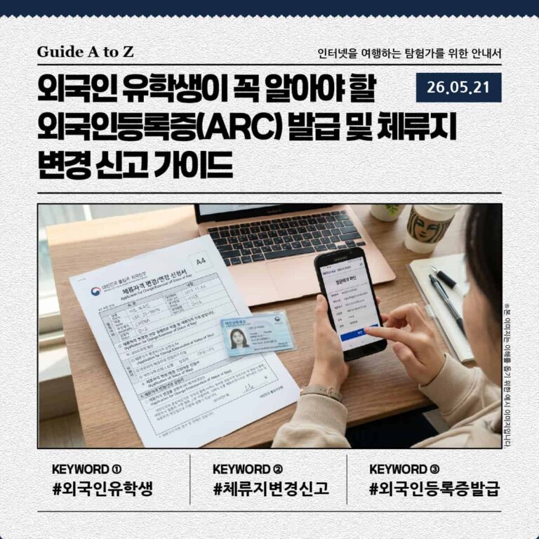 외국인 유학생이 꼭 알아야 할 외국인등록증(ARC) 발급 및 체류지 변경 신고 가이드 메인 썸네일 이미지